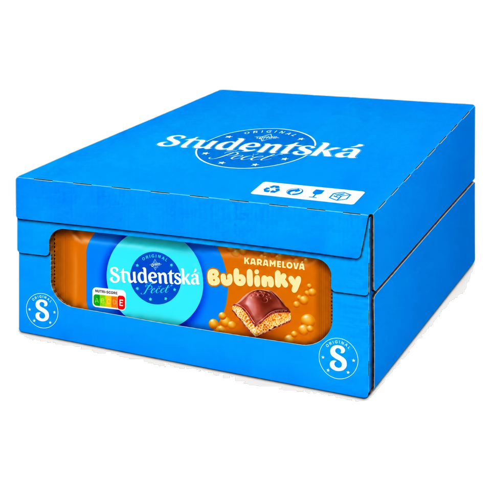 Orion Studentska Pecet Bublinky Caramel 36 g Box of 24 pcs