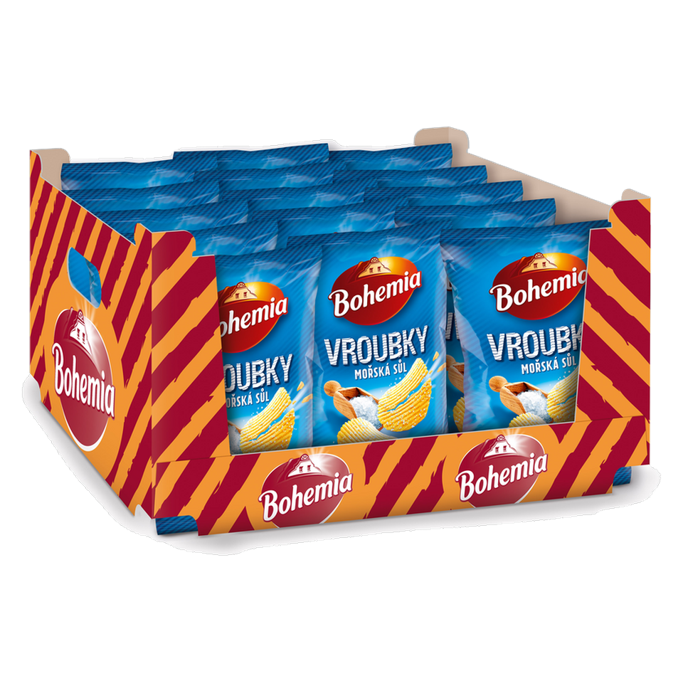 Bohemia Vroubky Ridged Chips Sea Salt 55g Box of 18 pcs