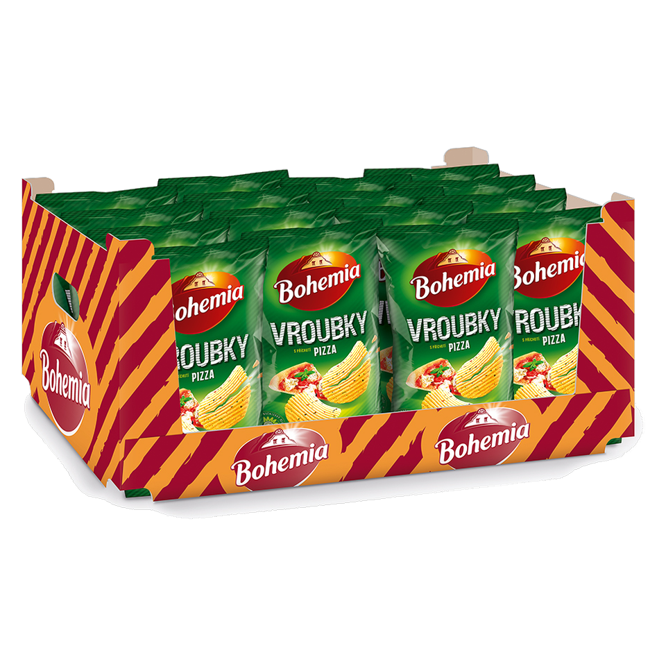 Bohemia Vroubky Ridged Chips Pizza 120g Box of 18 pcs