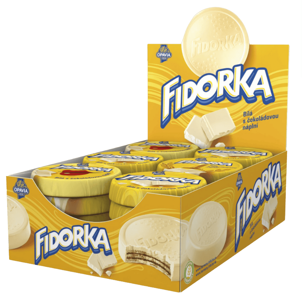 Opavia Fidorka White Chocolate with Chocolate Filling – Box (30 pcs)