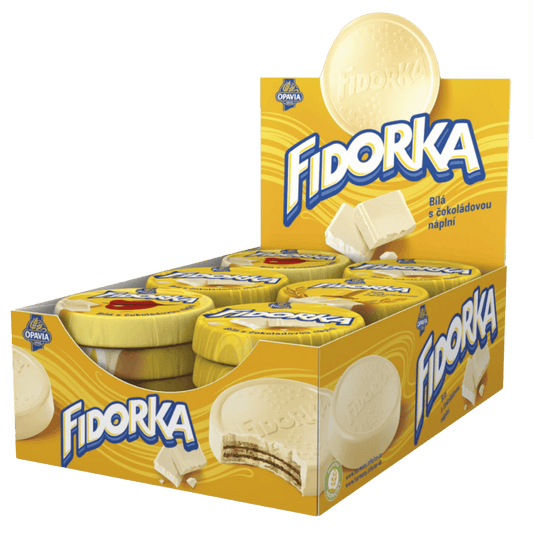 Opavia Fidorka Weiße Schokolade mit Schokoladenfüllung – Schachtel (30 Stück)
