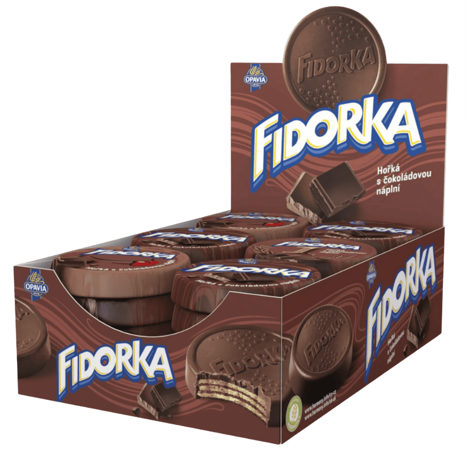 Opavia Fidorka Dark Chocolate with Chocolate Filling – Box (30 pcs)