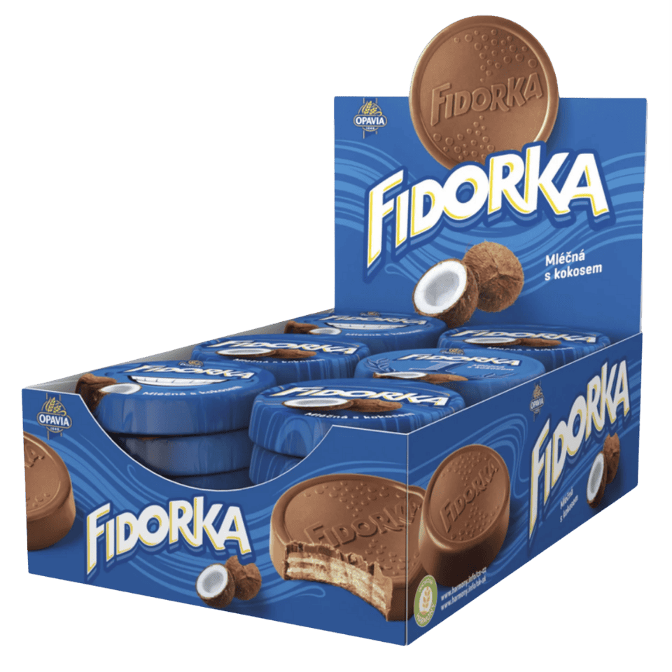 Opavia Fidorka Milk Chocolate with Coconut – Box (30 pcs)