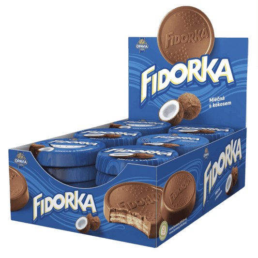 Opavia Fidorka Milchschokolade mit Kokosnuss – Schachtel (30 Stück)