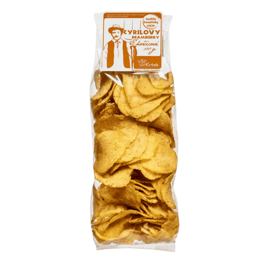 Knusprige Kartoffelchips mit Cyrilovy-Senf