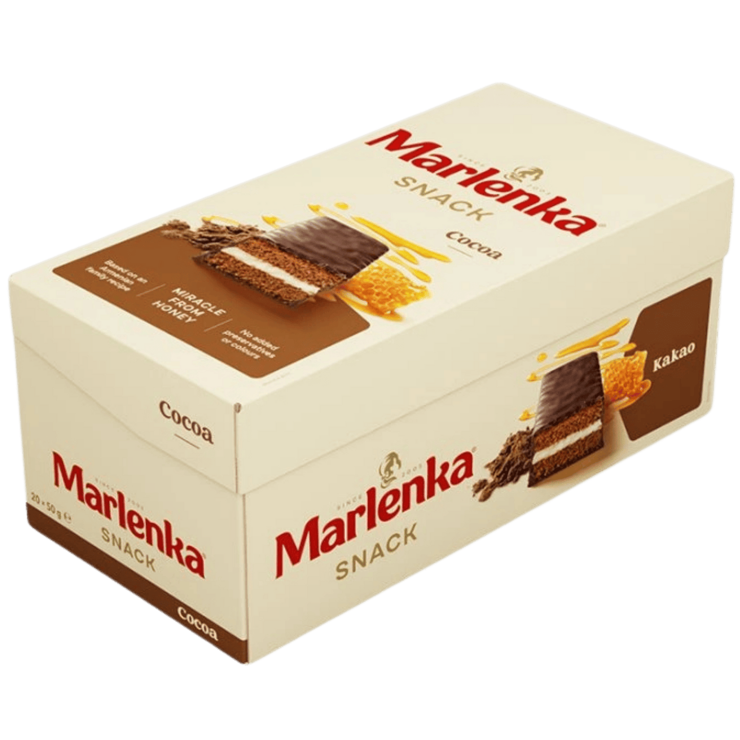 MARLENKA® Cocoa Honey Snack – Box (20 pcs)