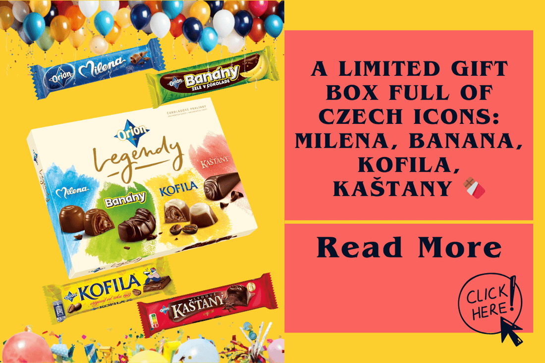A limited gift box full of Czech icons: Milena, Banana, Kofila, Kaštany 🍫