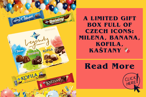 A limited gift box full of Czech icons: Milena, Banana, Kofila, Kaštany 🍫