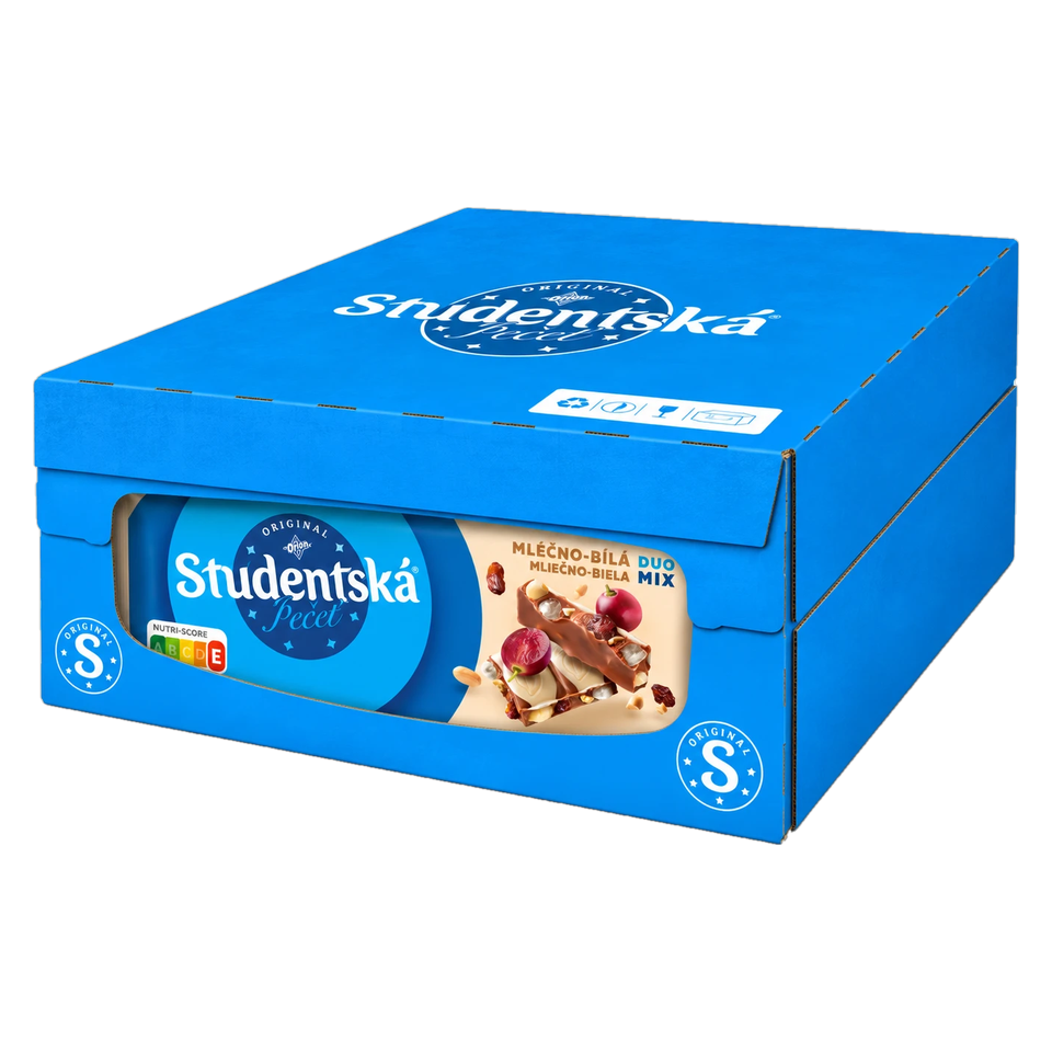 Orion Studentska Pecet Milk & White 90 g Box of 17 pcs