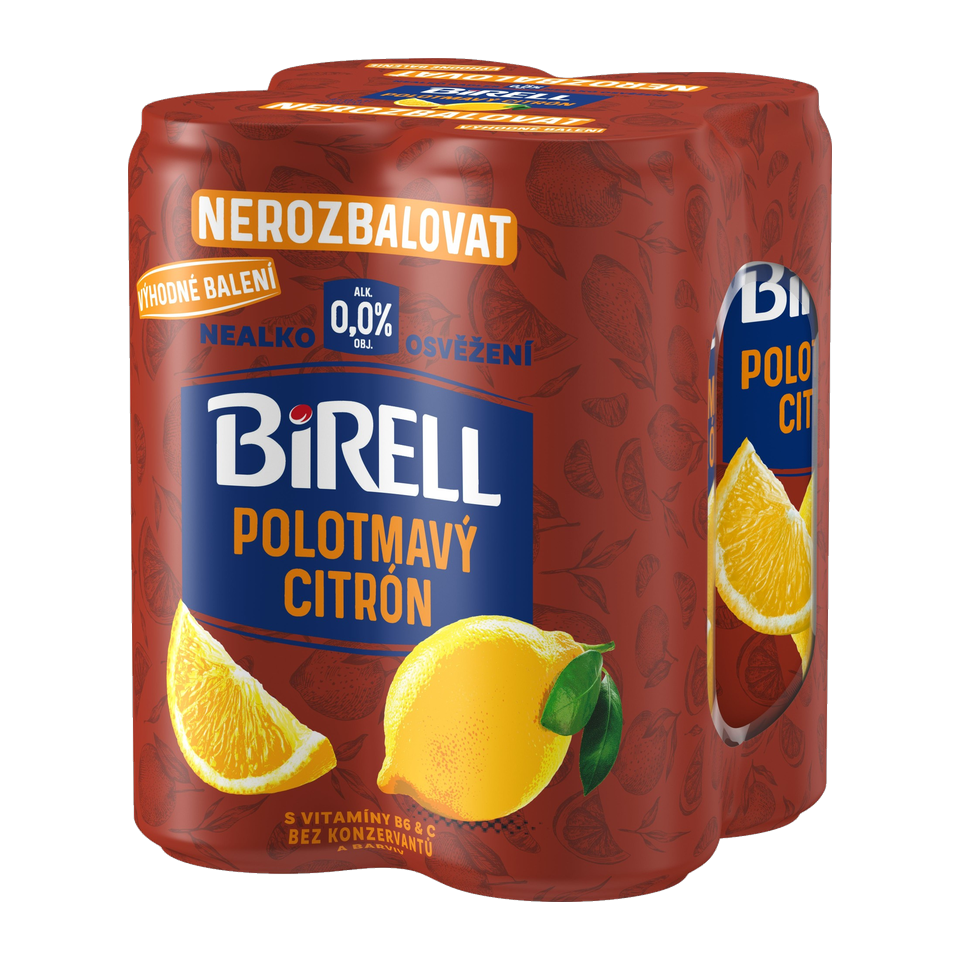 Birell Semi-Dark Lemon Non-Alcoholic Radler 4-Pack Cans