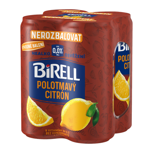 Birell Semi-Dark Lemon Non-Alcoholic Radler 4-Pack Cans