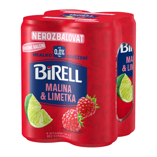 Birell Raspberry & Lime Non-Alcoholic Radler 4-Pack Cans