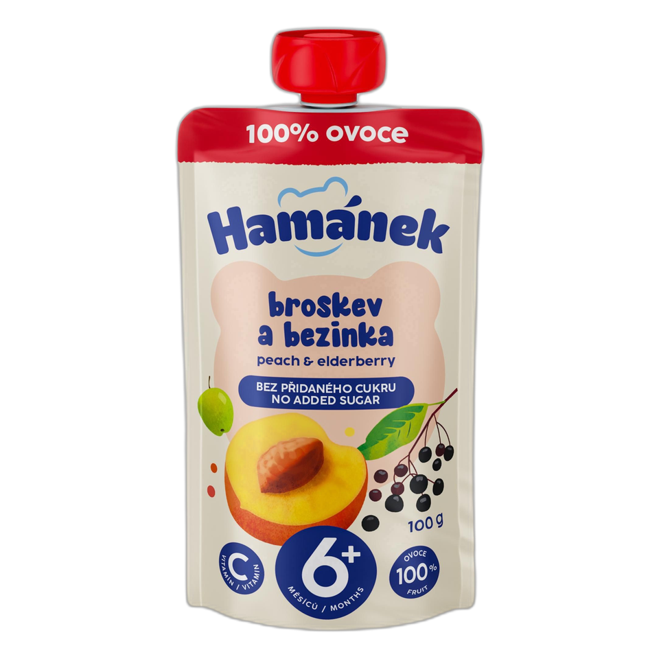 Hamánek Peach & Elderberry Baby Puree