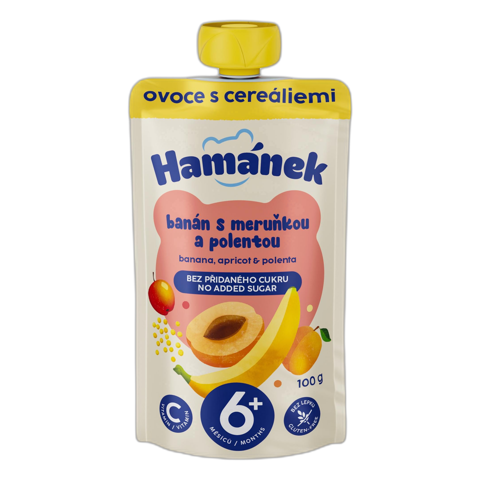 Hamánek Apple, Banana & Apricot Baby Pouch with Polenta