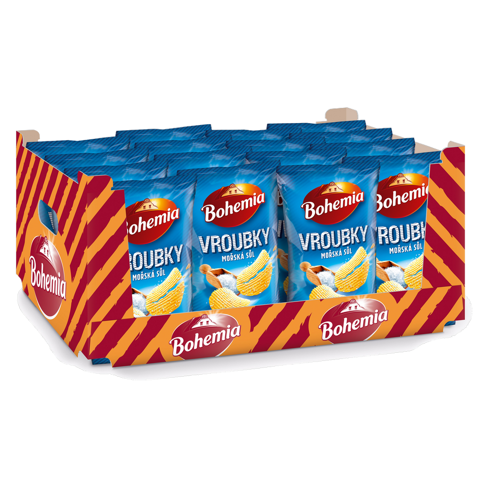Bohemia Vroubky Ridged Chips Sea Salt 120g Box of 18 pcs