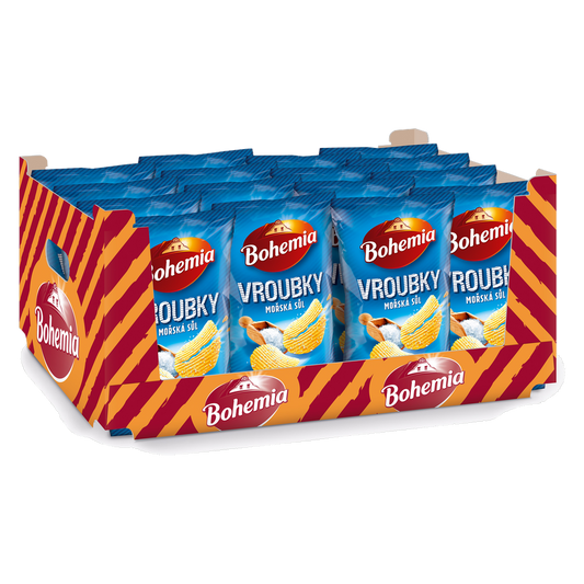 Bohemia Vroubky Ridged Chips Sea Salt 120g Box of 18 pcs