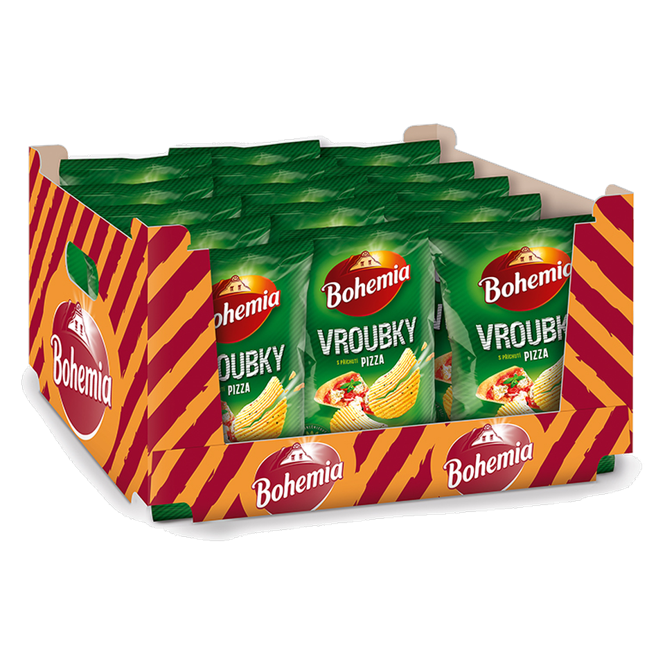 Bohemia Vroubky Ridged Chips Pizza 55g Box of 18 pcs