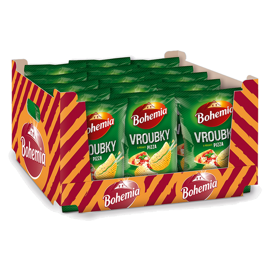 Bohemia Vroubky Ridged Chips Pizza 55g Box of 18 pcs