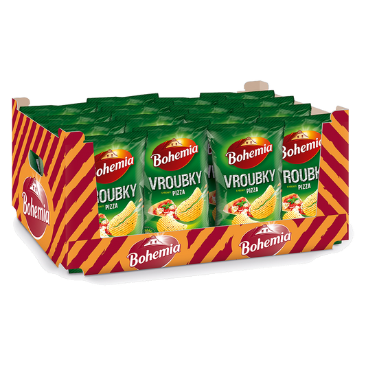 Bohemia Vroubky Ridged Chips Pizza 120g Box of 18 pcs