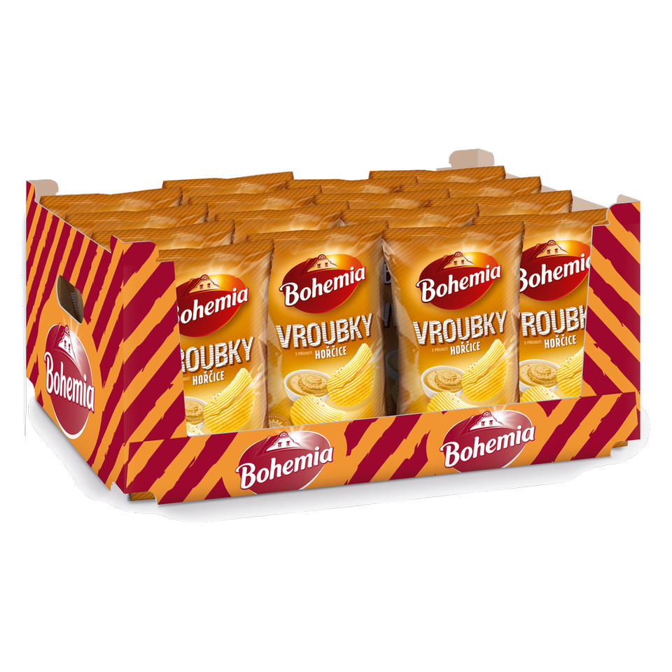 Bohemia Vroubky Ridged Chips Mustard Box of 18 pcs