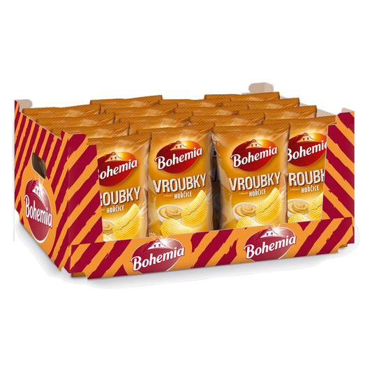 Bohemia Vroubky Ridged Chips Mustard Box of 18 pcs