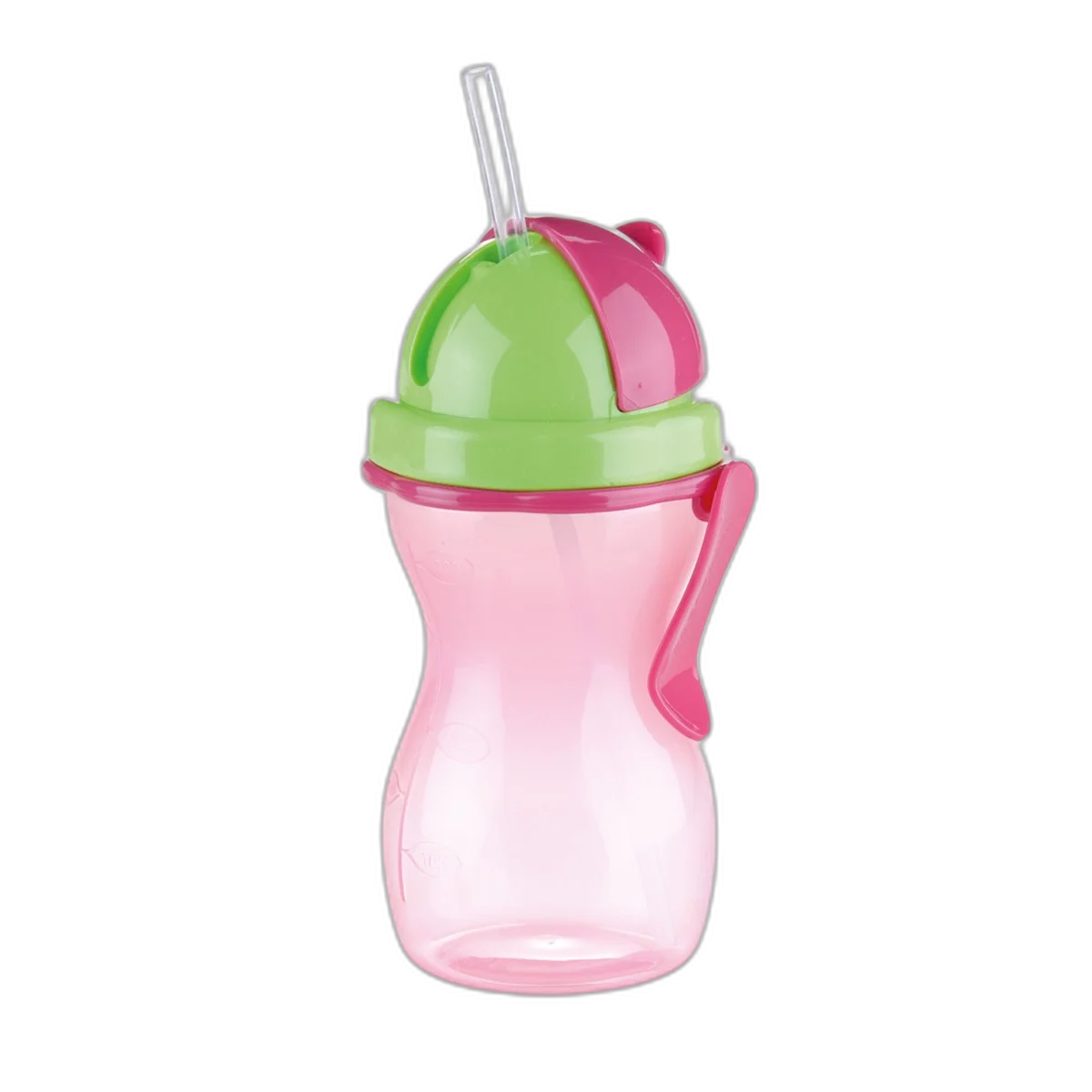 Biberon pour bébé avec paille BAMBINI 300 ml, vert, rose