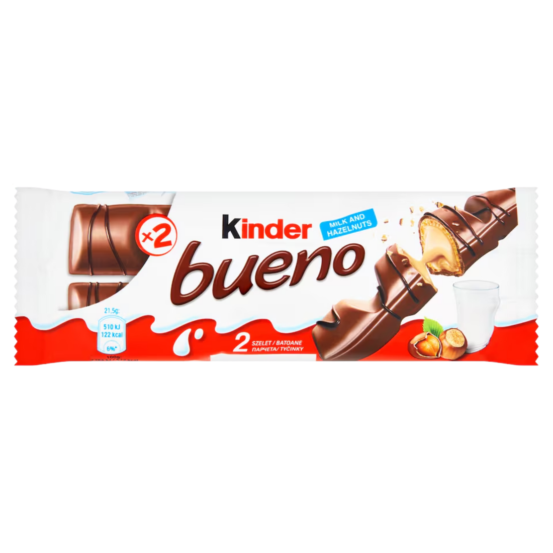 Kinder Bueno Hazelnut Chocolate Wafer 2x21.5 g | Czechia Food