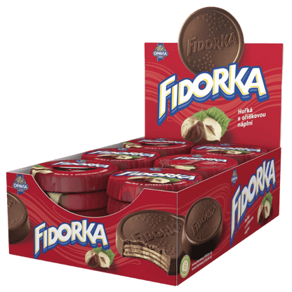 Opavia Fidorka Dark Chocolate with Hazelnut Filling – Box (30 pcs)