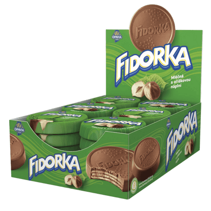 Opavia Fidorka Milk Chocolate with Hazelnut Filling – Box (30 pcs)