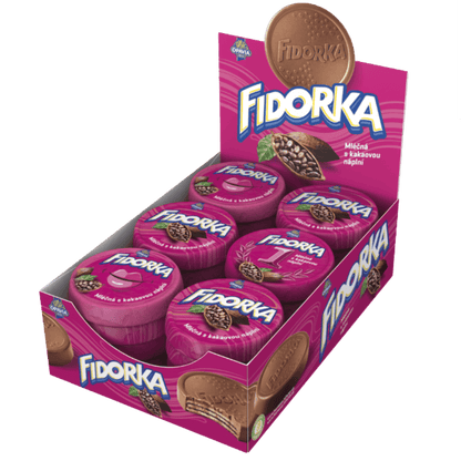 Opavia Fidorka Milk Chocolate with Cocoa Filling – Box (30 pcs)