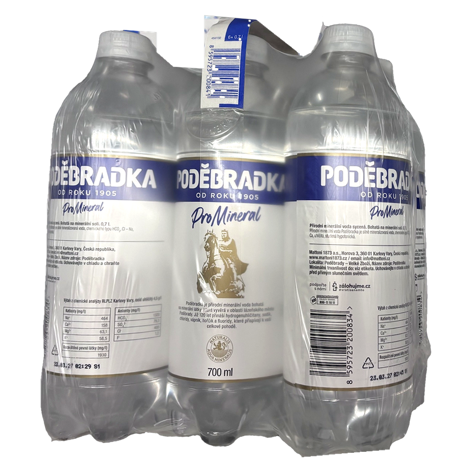 Podebradka ProMineral Natural Mineral Water 0,7 l Pack of 6 pcs